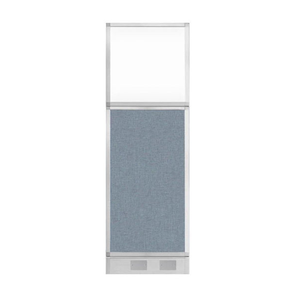 Hush Panel Configurable Cubicle Partition 2' x 6' Powder Blue Fabric Clear Window w/ Cable Channel
